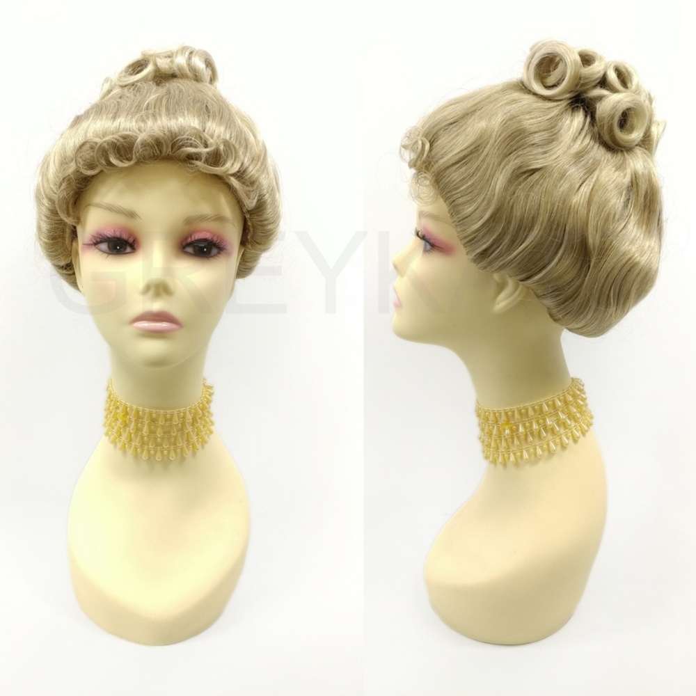 Medium blonde updo costume wig